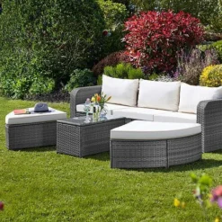Firenze Five-Section Rattan Daybed - Dark Grey -US Garden Supplies Sales 2024 G2580 FIRENZE RATTAN DAY BED LS 3