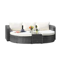 Firenze Five-Section Rattan Daybed - Dark Grey -US Garden Supplies Sales 2024 G2580 FIRENZE RATTAN DAY BED LS CO 1